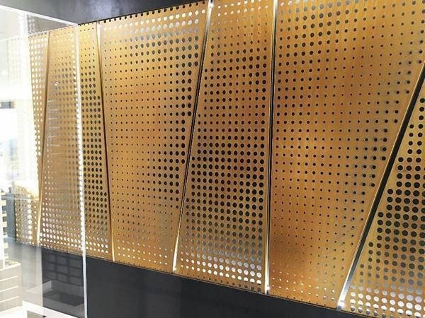 Perforated Copper Image Wall
