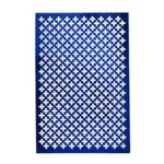 Blue cross-hole perforated plate on a white background (front view)
