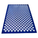 Blue cross-hole perforated plate on a white background (side view)